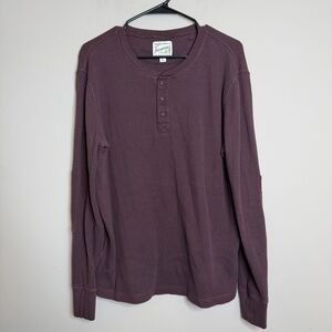 Tecovas | Men's Standard Issue Long Sleeve Waffle Henley in Burgundy Size Large